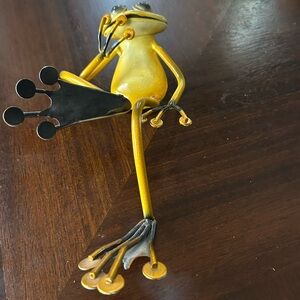 Whimsical Yellow Frog Sculpture